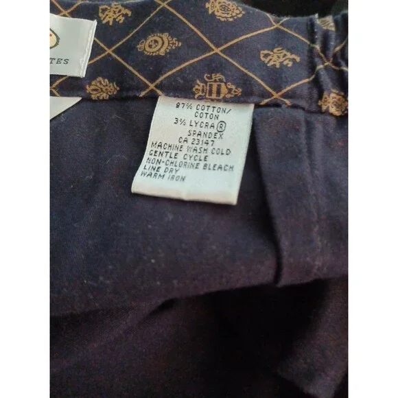 Talbots Woman vintage gold crest navy pants 16Petite stretch preppy old money - Picture 4 of 10